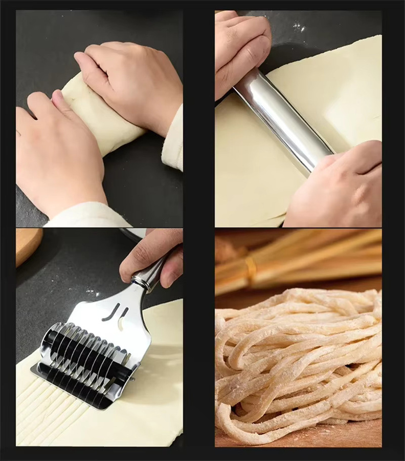 Manueller Nudelschneider aus Edelstahl in Silber für Spaghetti und Spiralgemüse - Bild 4