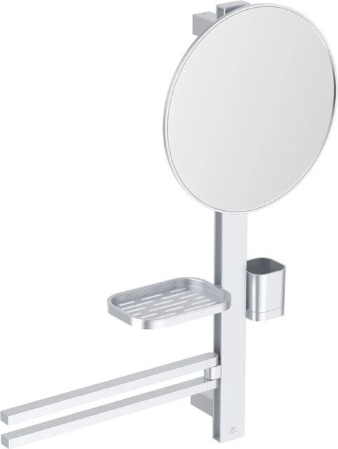 Ideal Standard Beauty Kosmetikspiegel-Set Bar M700 in Silver mit Kosmetikspiegel, doppeltem Handtuchhalter, Ablage und Becher - Bild 1
