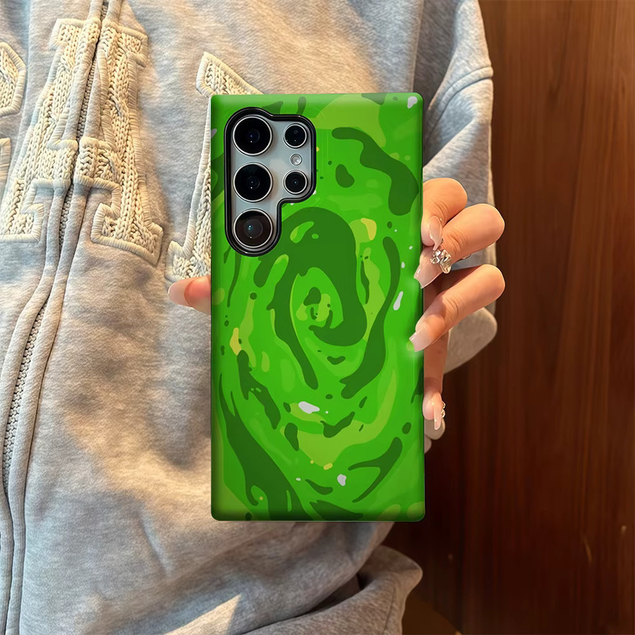 Glänzende Doppelschicht-Handyhülle mit grüner Wirbel-Textur für Samsung Galaxy S25 Ultra, S24 und S23 Ultra Plus - Bild 4