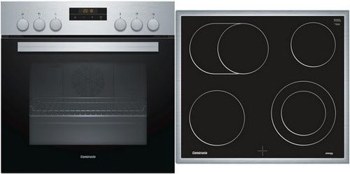Constructa Herdset CX31EK01T aus Einbaubackofen und Glaskeramikkochfeld in Edelstahl und Schwarz, B/H/T: 60,0 x 59,4 x 60,4 cm - Bild 1