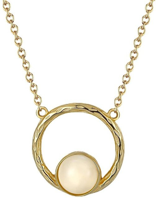 Halskette 925 Silber, Mondstein, Gold, Damen - Bild 1
