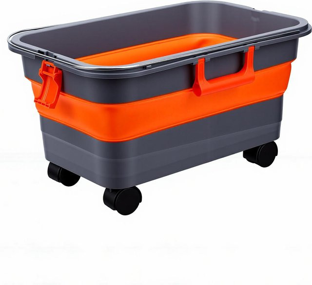 Faltbarer Outdoor-Wassereimer mit Rädern und Ablassstopfen, 22 l, ideal für Camping, Autowäsche und Haustiere - Bild 1