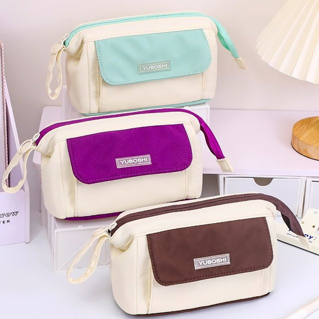 Leinwand-Federmäppchen im koreanischen Vintage-Stil als Organizer-Tasche in Gelb und Multicolour - Bild 1