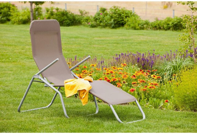 Merxx Wellnessliege XXL Gartenliege mit Textilene in Taupe - Bild 1
