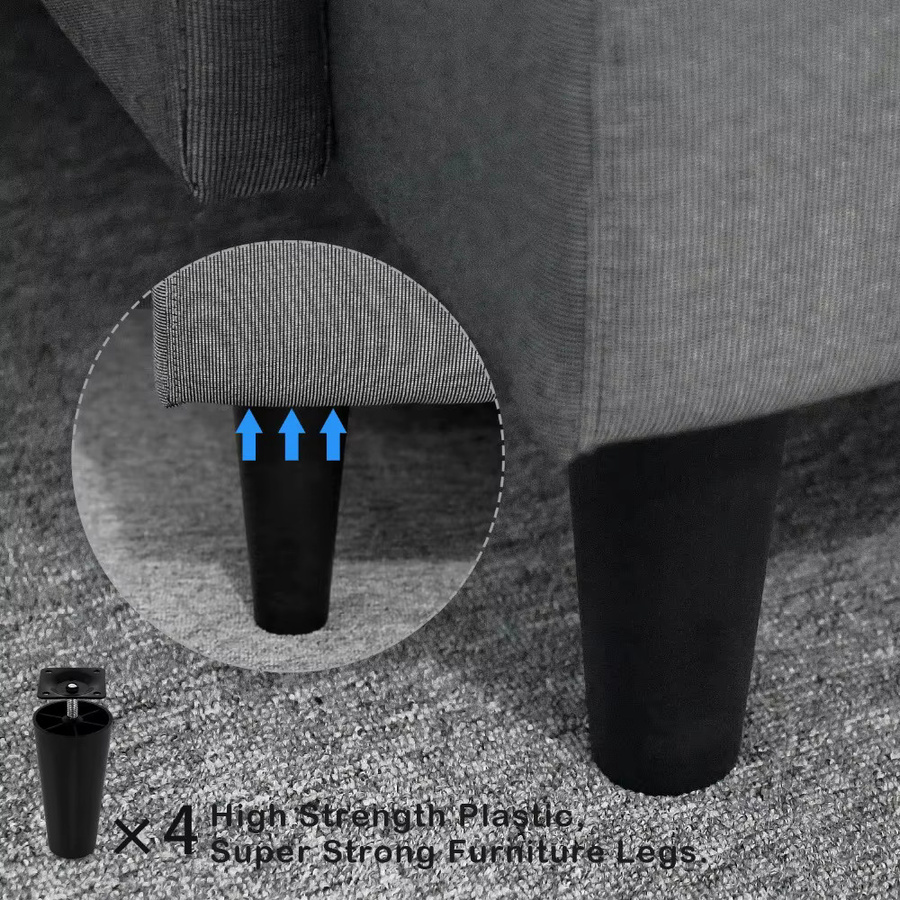 4 Stück konische Möbelbeine aus Kunststoff in Schwarz mit Montageplatten und M8 x 25 Gewindeschaft für Sofa und Stuhl - Bild 3