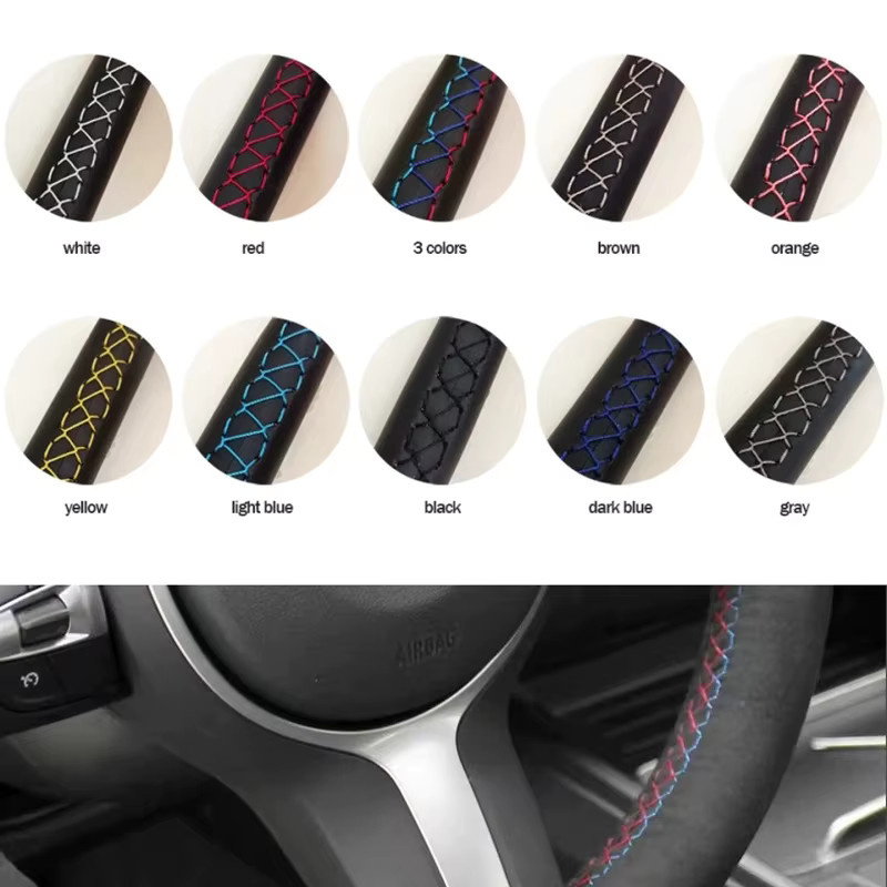 WUNHKF Lenkradabdeckung aus Wildleder in Schwarz für Peugeot E-208, 508, 208, 3008, 4008 und 5008 - Bild 5
