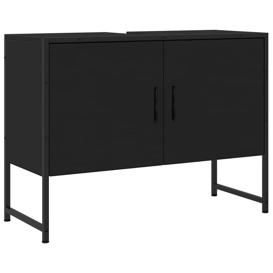 VIDAXL Badezimmer-Waschtisch in Schwarz mit Aufbewahrungsschrank, B/T/H: 80 x 33 x 60 cm - Bild 3