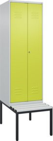 C+P PSA Doppel-Spind Classic PLUS Sitzbank mit 2 Abteilen und Kunststoff-Sitzfläche, B/T/H: 212,0 x 60,0 x 81,5 cm - Bild 1