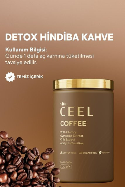 Vita Ceel Zichorienkaffee mit Gymnema, Chia-Extrakt und L-Carnitin, koffeinfrei, 120 g - Bild 1