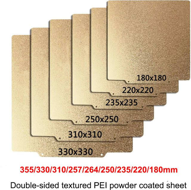 JOYYSET PEI-Druckplatte mit strukturierter Oberfläche in Gold für FDM-3D-Drucker, B/T/H: 235 x 310 x 0,355 mm (max. 355 mm) kompatibel mit Bambu Lab, QIDI und Ender 3 - Bild 1