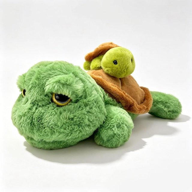 Mutter-Und-Kind-Tier-Stofftier Pinguin Schildkröte Eisbär, Plüsch, Grün, 28cm, ab 14 Jahren - Bild 1