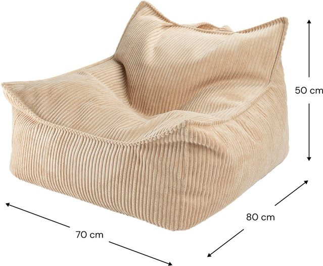 Wigiwama Sitzsack Cord für Kinder in Beige und Braun mit abnehmbarem Bezug und Tragegriff, B/T/H: 80 x 70 x 50 cm - Bild 1