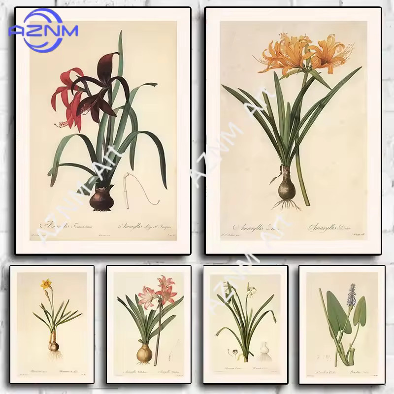 KAYOU Vintage Botanisches Poster als Leinwandgemälde mit floralem Blumenmotiv in Multicolour - Bild 1