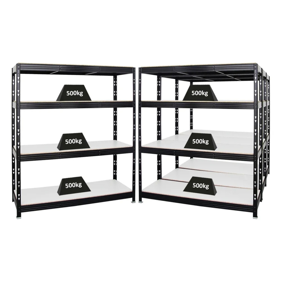 PROREGAL Rhino Profi Schwerlastregal Set aus 4 Einheiten, Schwarz, 4 Melamin-Ebenen, H x B x T: 180 x 160 x 60 cm - Bild 2