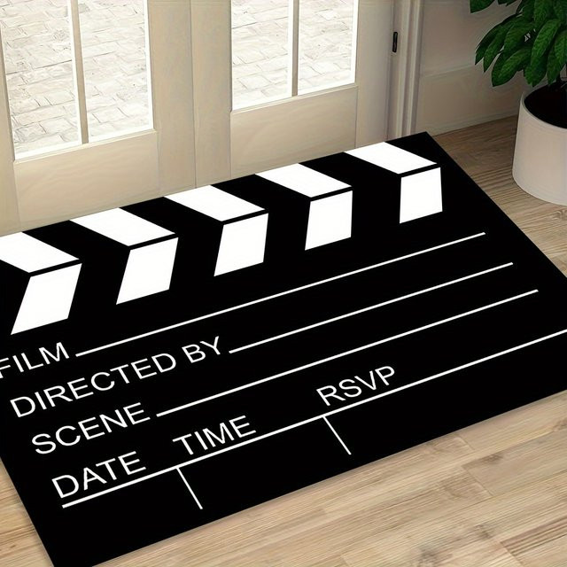 VIKAMA Filmregisseur-Klappbrett Teppich in Schwarz, abstraktes Design, maschinenwaschbar, rechteckig - Bild 1