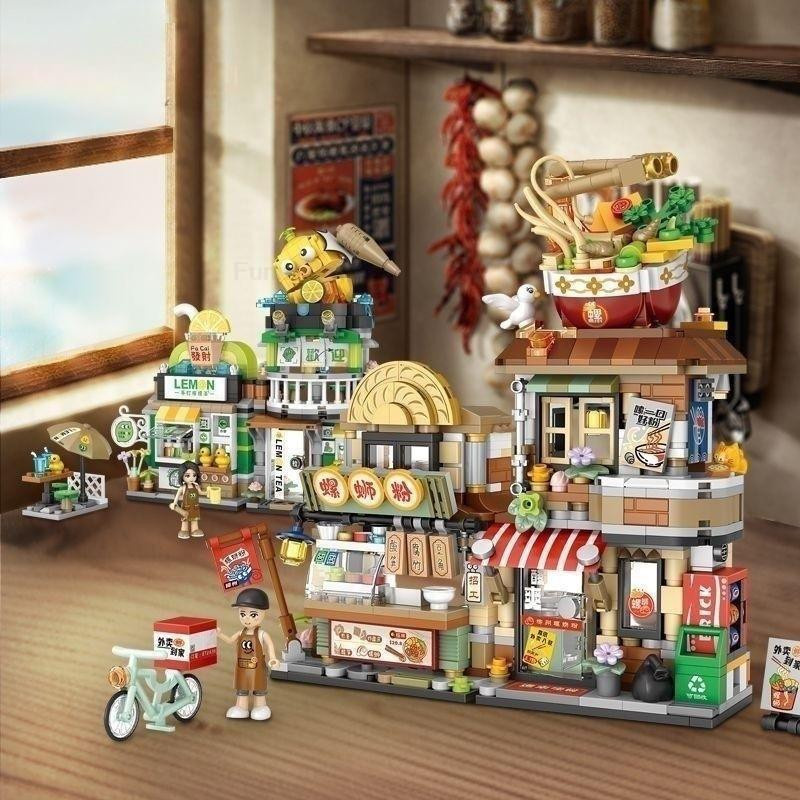 Yiran toy Japanische Mini-Bausteine Straßenansicht Essen Oktopus Grill Eisdiele Konstruktionsspielzeug ab 14 Jahren - Bild 1