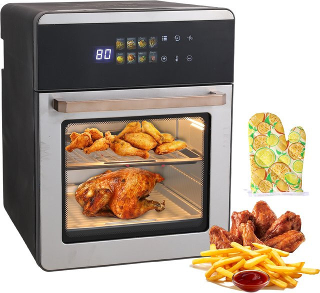 Betuyoo Smarte Heißluftfritteuse mit LED-Touchscreen, 20L Ölfreier Heißluftofen mit Sichtfenster und Antihaftkorb, 1800W, Schwarz - Bild 1