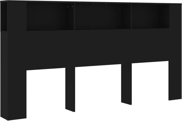 vidaXL Kopfteil mit integrierten Ablagen Schwarz B: 200 cm, T: 18,5 cm, H: 104,5 cm - Bild 1