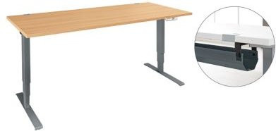 Schäfer Shop Genius Schreibtisch Aero Flex elektrisch höhenverstellbar Buche/Anthrazit mit integriertem Kabelkanal B/T/H: 160 x 80 x 62-128 cm - Bild 1