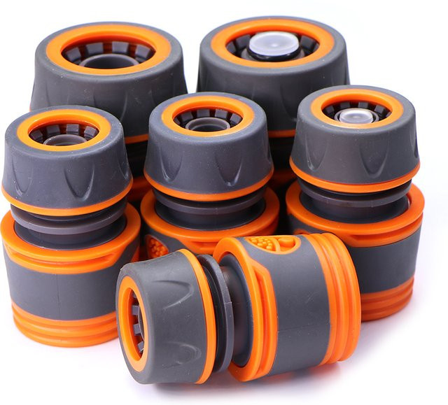 MUCIAKIE 2er Set Garten Schlauch Adapter mit 16mm Schnellanschluss und Stop Koppler in Orange für 1/2 und 3/4 Zoll Bewässerungssysteme - Bild 1