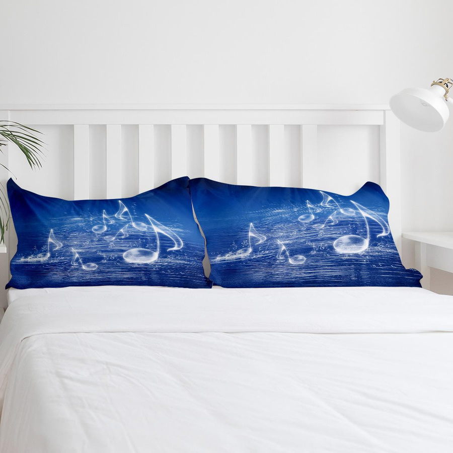 Your Warm Home Bettwäsche-Set 3-teilig mit Musiksymbol in Blau, Bettbezug und Kissenbezug mit Reißverschluss, B/H: 135 x 200 cm - Bild 2