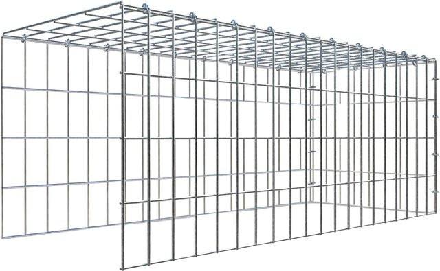 Gabiona C-Ring Anbaukorb Typ 4 in Silbergrau, B/T/H: 100 x 40 x 40 cm, Maschenweite 5 x 10 cm - Bild 1