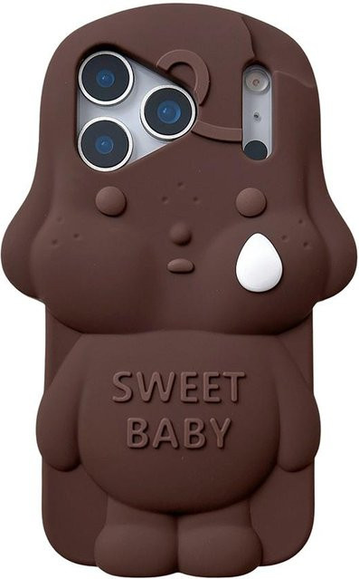 Binchi Health Electronics Handyhülle aus weichem Silikon mit 3D-Cartoon-Schoko-Wein-Design für iPhone 17 16 15 14 13 12 Pro Max, stoßfest, braun - Bild 1