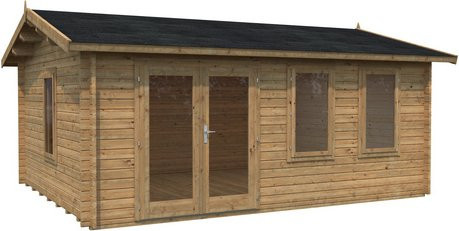 Palmako Iris Blockbohlenhaus aus Fichtenholz in Hellbraun mit Satteldach B/H/T: 510 x 262 x 390 cm - Bild 3