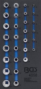 BGS Werkstattwageneinlage 1/3 mit 29-teiligem Steckschlüssel-Einsatz-Set Zwölfkant in 1/4 Zoll (6,3 mm) und 1/2 Zoll (12,5 mm) in Multicolor - Bild 1