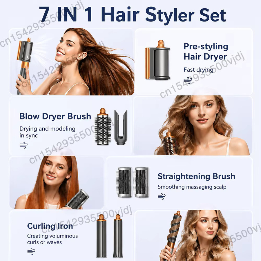 TINSOL 7-in-1 Luftstyling-Haartrockner, Rot, Unisex - Bild 2