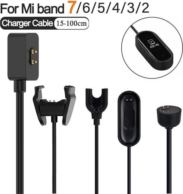 Magnetisches USB-Ladekabel für Xiaomi Mi Band 7 Pro, 6, 5, 4, 3, 2 in Schwarz - Bild 1
