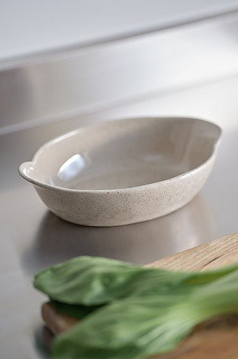 Jotex SPLASH Ofenform aus Keramik in Beige und Weiß, B: 28 cm, T: 18 cm, H: 7 cm - Bild 1