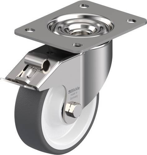 Blickle Lenkrolle LKX-POTH 125XK-3-FI mit Feststeller aus Edelstahl in Grau und Weiß, Rad-Durchmesser: 125 mm, Tragfähigkeit: 350 kg - Bild 1