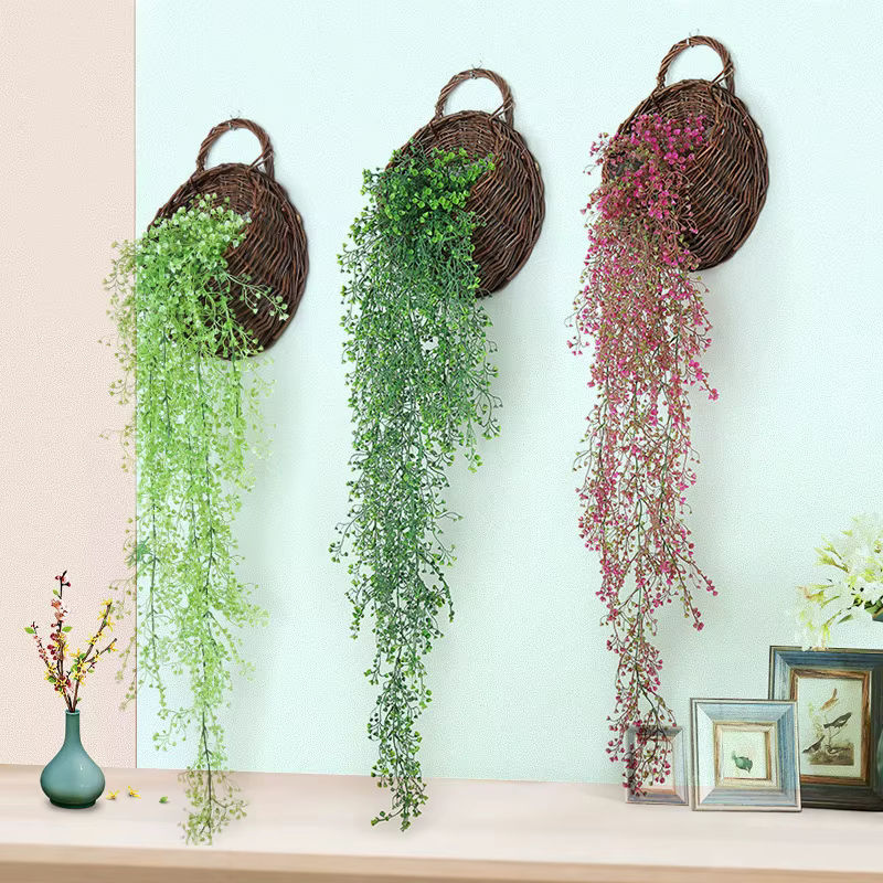 Künstliche Rebe Kmitang mit 5 Gabeln in Gold, Lila und Mehrfarbig, hängende Rattan-Pflanze aus Kunststoff für deine Dekoration, Höhe: 75 cm - Bild 3