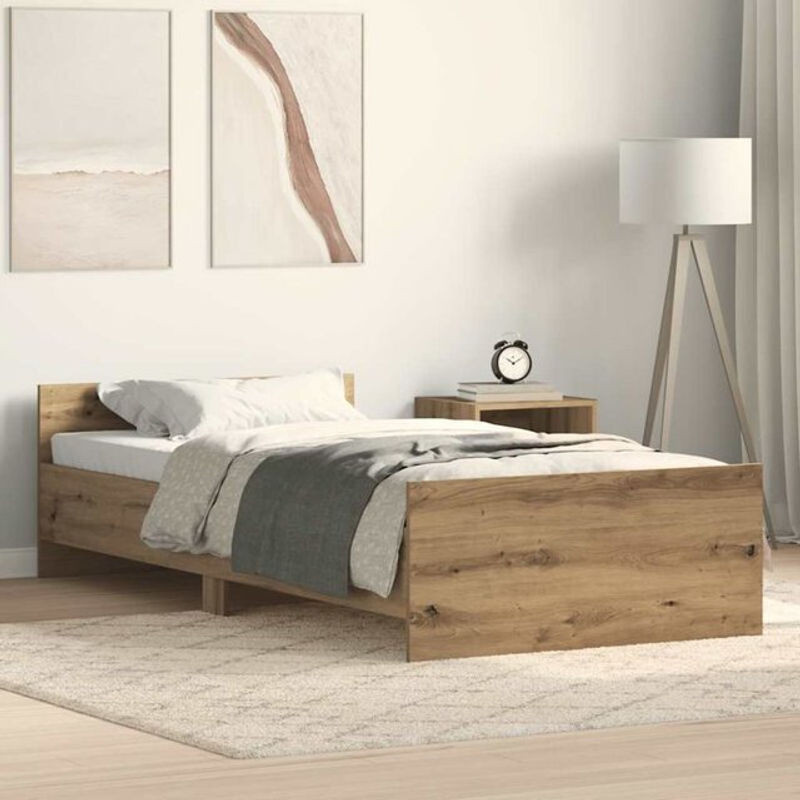 Vidaxl Einzelbett Bettgestell aus Holzwerkstoff in Artisan-Eiche Natur Braun B/T/H: 75 x 190 cm - Bild 1