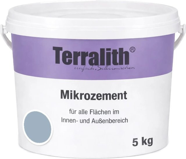 Terralith Mikrozement Fix & Fertig LFN0712 in Blau und Grau, 5 kg für 3,5 qm, Körnung 0-2 mm - Bild 1