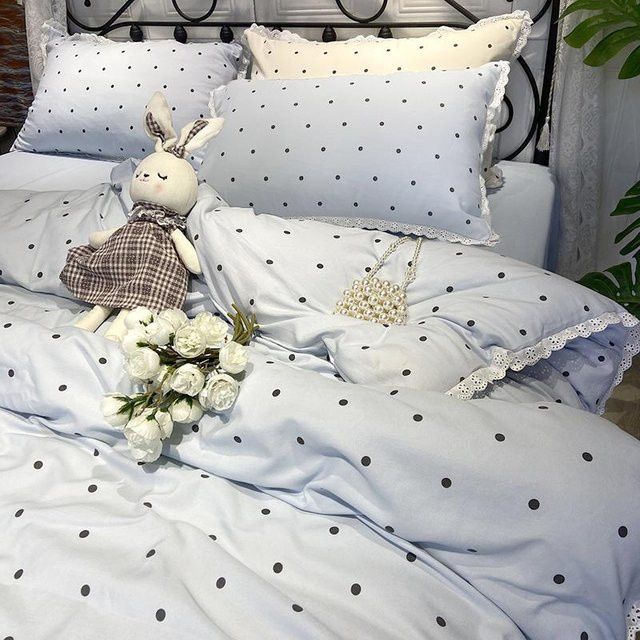Bin Chi Textiles Bettwäscheset Polka Dots in Blau mit Bettbezug, Kissenbezügen und Spannbettlaken, B/H: 120 x 200 cm - Bild 1