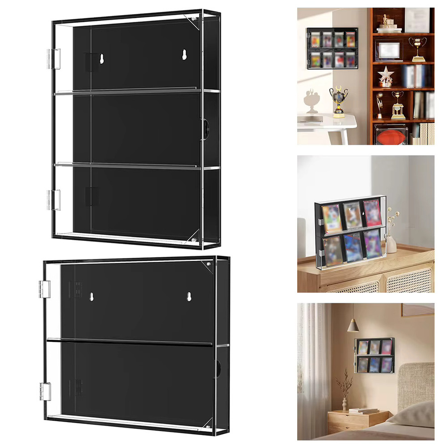 VIBRATITE Wandmontierte Vitrine in Schwarz mit Glastüren und internen Regalen im modernen Design - Bild 2