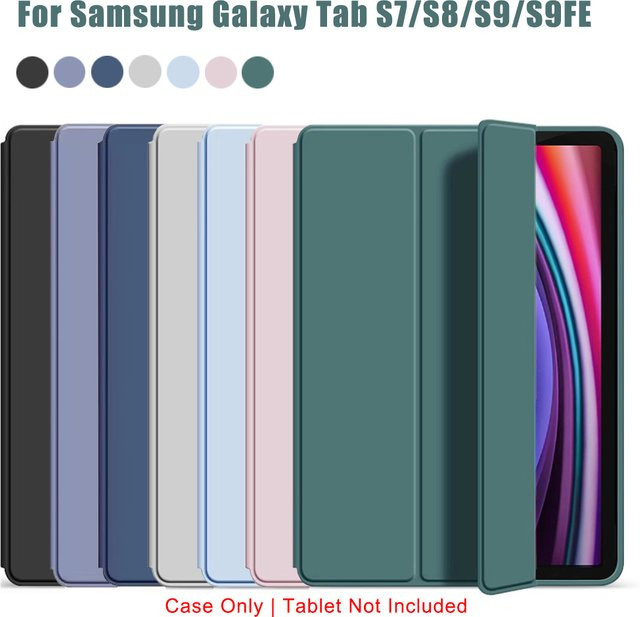 QIJUN Schutzhülle für Samsung Galaxy Tab S7 S8 S9 S9 FE in Blau mit dreifach faltbarem Magnetständer aus PU-Leder - Bild 1