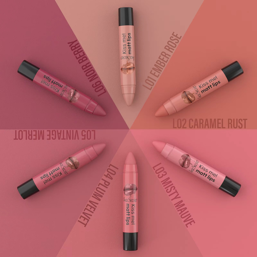 Face Secret Lippenstift, 6 Farben, mattiert, Unisex - Bild 4