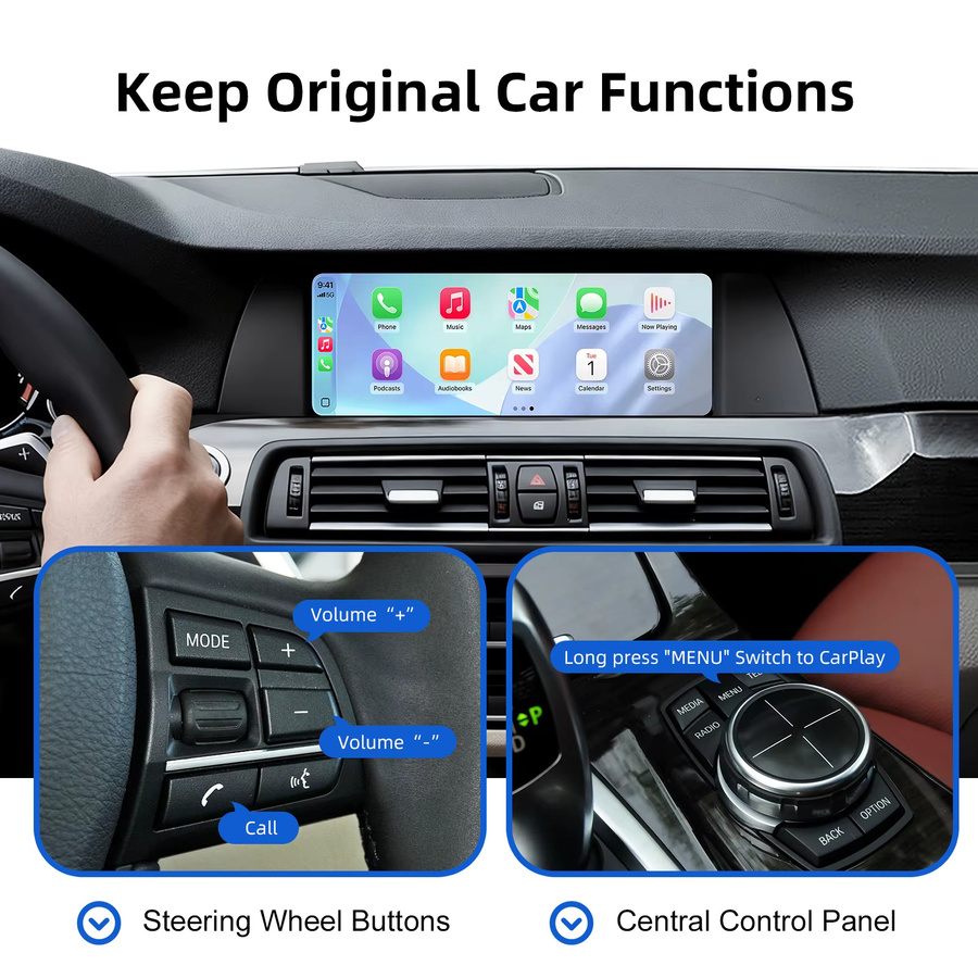 ANYFAR Kabelloser CarPlay und Android Auto Nachrüst-Decoder für BMW NBT/CIC Systeme, Schwarz - Bild 4