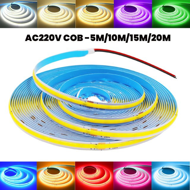 HEGEHE COB LED-Streifen mit 240 LEDs/m, flexible Hochdichte LED-Leiste für AC220V, erhältlich in verschiedenen Farben - Bild 1