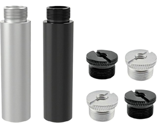 Mikrofonständer Verlängerungsrohr mit Schraubkonverter Adapter Set für 5/8 Zoll, 1/4 Zoll und 3/8 Zoll in Schwarz und Silber - Bild 1