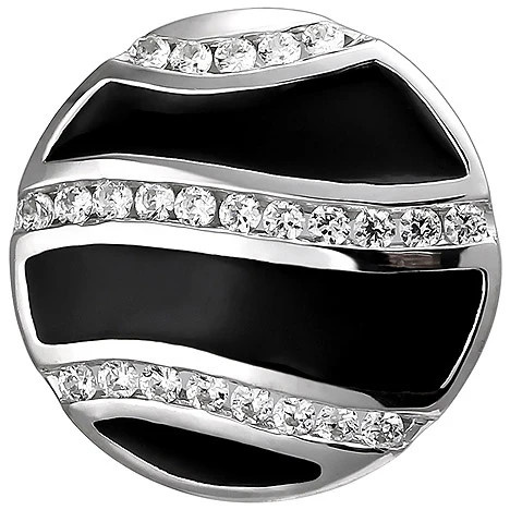 Colfem Anhänger 925 Sterling Silber, schwarze Emaille, 24 Zirkonia - Bild 1