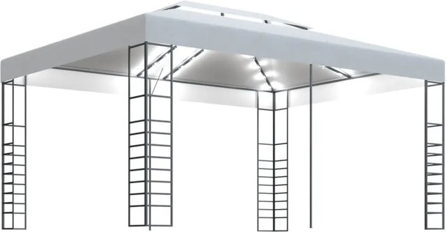 vidaXL Pavillon mit LED-Lichterkette in Weiß aus Stahl und Polyester, B: 400 cm, T: 300 cm, H: 270 cm - Bild 1