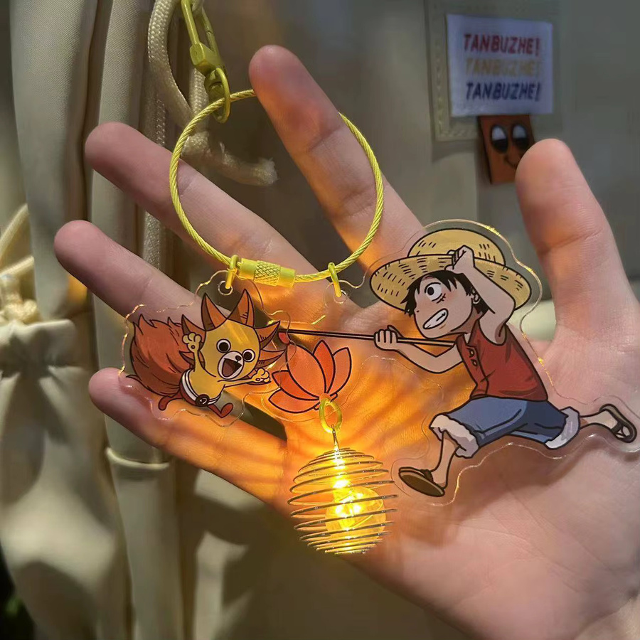 Bandai One Piece Luffy Leuchtender Acryl-Schlüsselanhänger Nachtlicht, Chibi Cartoon Taschenanhänger - Bild 2
