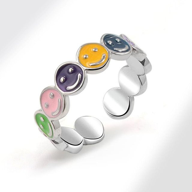 Ring Emaille, weiß, Damen, adjustable - Bild 1