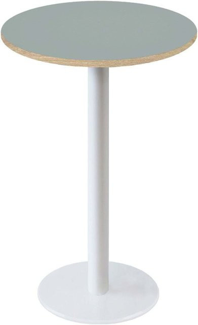 RestooTab Stehtisch Rome rund in Weiß mit grauem und braunem Dekor, Höhe: 113 cm, Durchmesser: 60 cm - Bild 1