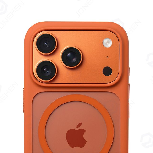 MagSafe Kamera-Steuerknopf Schutzhülle für iPhone 17 Pro Max und iPhone 17 Pro, transparente Stoßfeste Magnet-Hülle in Orange - Bild 1