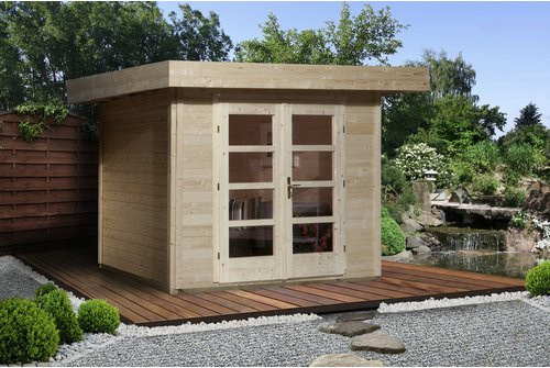 WEKA Gartenhaus 126 Plus Gr.3 aus europäischer Fichte in Beige mit Flachdach und modernem Design B/H/T: 356 x 249 x 301 cm - Bild 3
